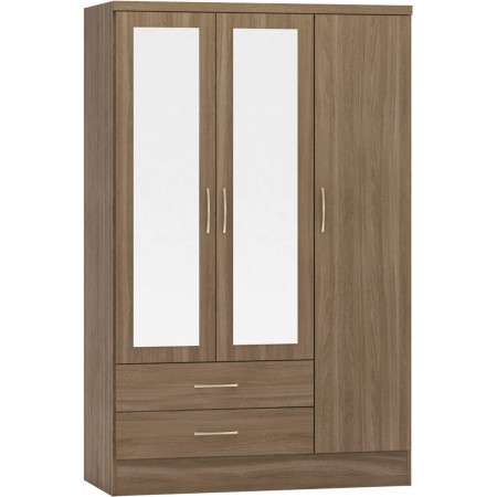 Nevada 3 Door 2 Drawer Mirrored Wardrobe | Furnisho