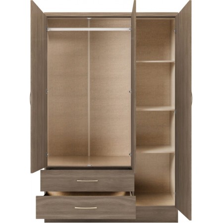 Nevada 3 Door 2 Drawer Mirrored Wardrobe | Furnisho