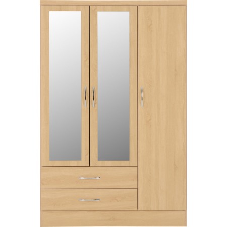 Nevada 3 Door 2 Drawer Mirrored Wardrobe | Furnisho