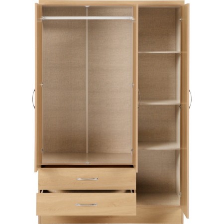 Nevada 3 Door 2 Drawer Mirrored Wardrobe | Furnisho