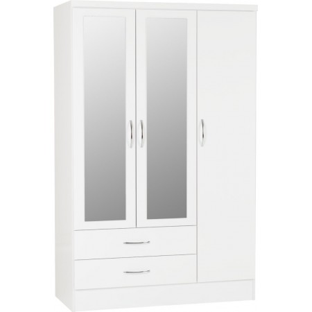 Nevada 3 Door 2 Drawer Mirrored Wardrobe | Furnisho