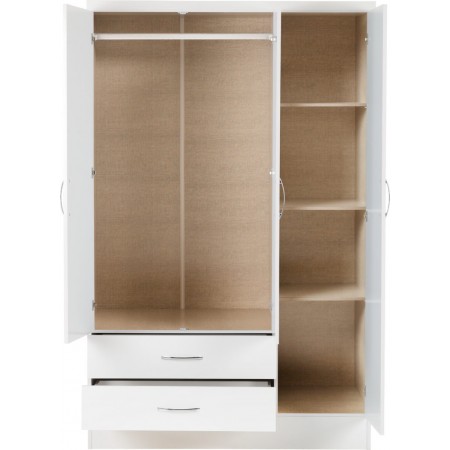 Nevada 3 Door 2 Drawer Mirrored Wardrobe | Furnisho