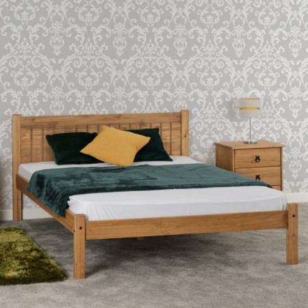 Maya  Wooden Distressed Waxed Pine Bed Frame | Furnisho