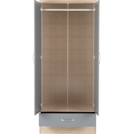 Nevada 2 Door 1 Drawer Wardrobe | Furnisho