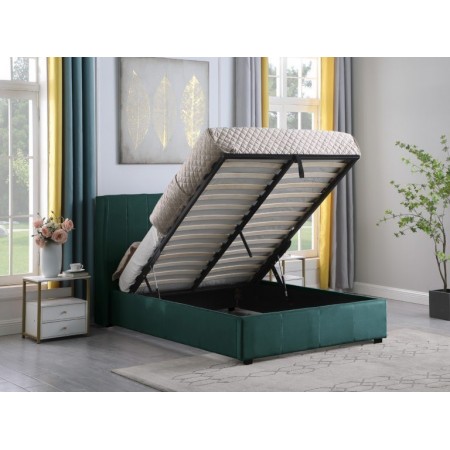 Amelia Storage Bed With Velvet Fabric | Furnisho